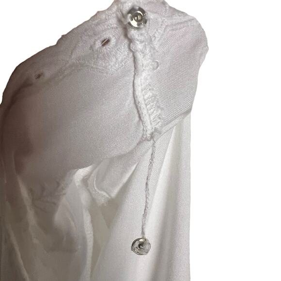 Soft Surroundings Melissani White Embroidered Eyelet Tunic Blouse Size Large - Picture 12 of 15